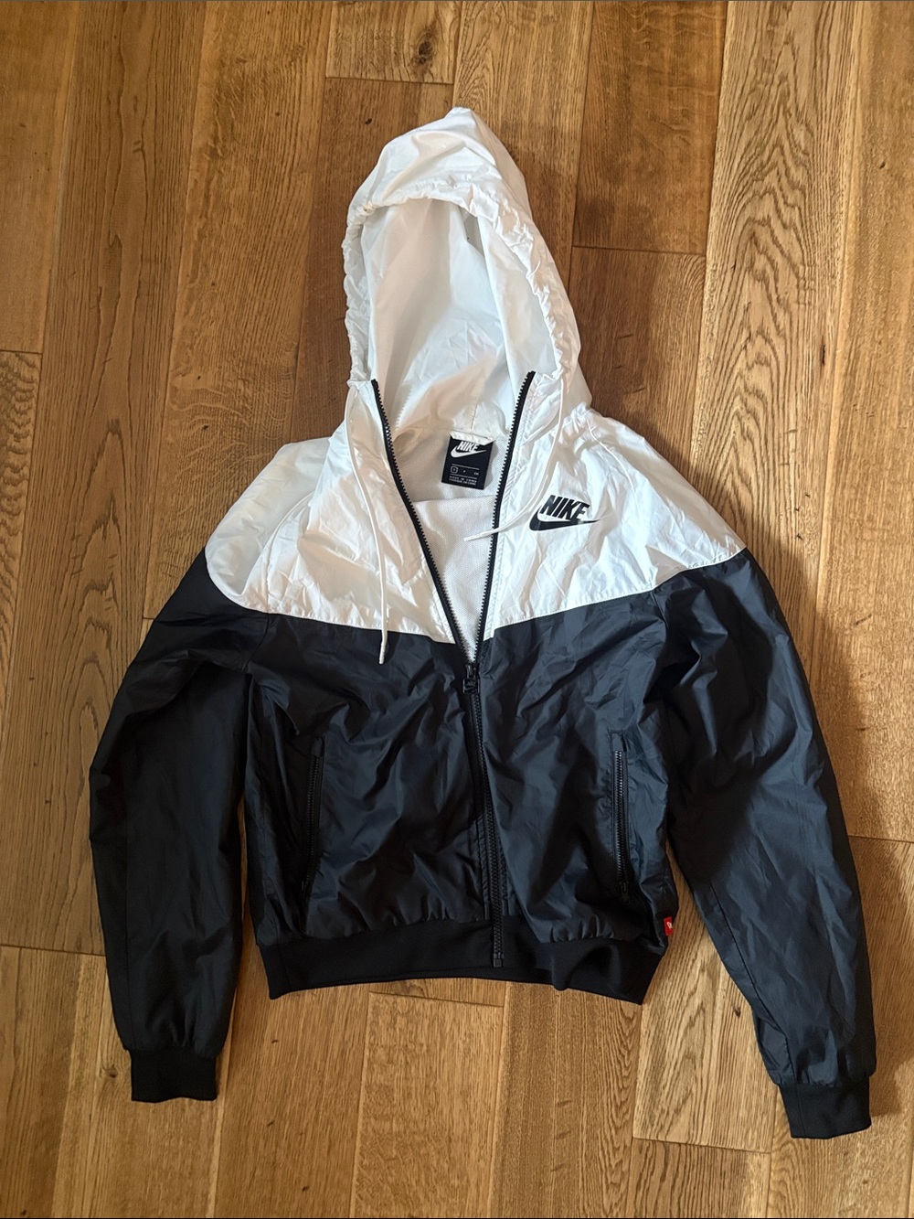 Nike Black and White Hooded Bomber Jacket